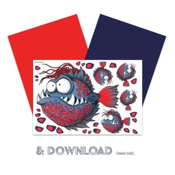 Bügelbilder Piranha Set