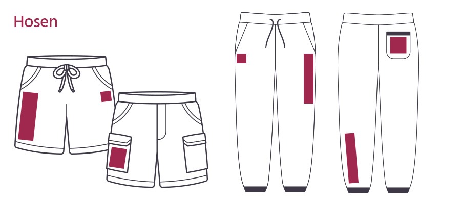 Platzierungsmöglichkeiten auf Hosen