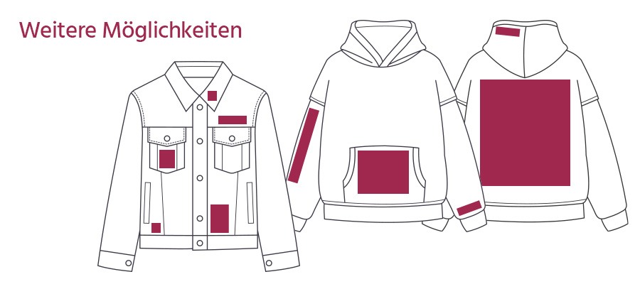 Weitere Platzierungsmöglichkeiten Jacke oder Hoodie